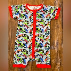 Boys monster truck bamboo shortie zippie 3t